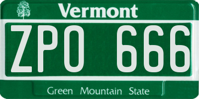 VT license plate ZPO666