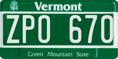 VT license plate ZPO670