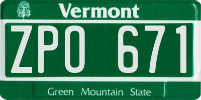 VT license plate ZPO671