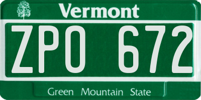 VT license plate ZPO672