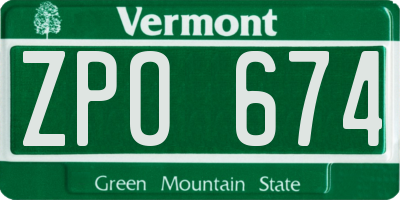 VT license plate ZPO674