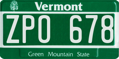 VT license plate ZPO678