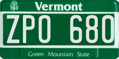 VT license plate ZPO680