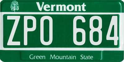 VT license plate ZPO684