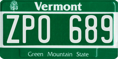 VT license plate ZPO689