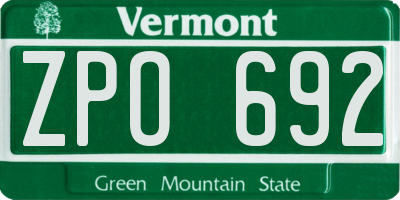 VT license plate ZPO692