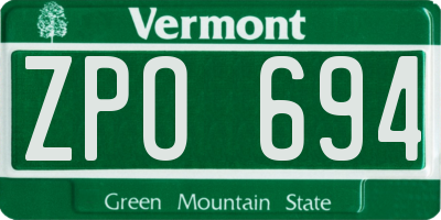 VT license plate ZPO694