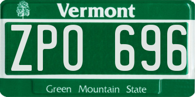 VT license plate ZPO696