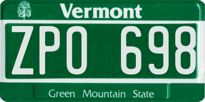 VT license plate ZPO698