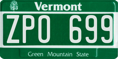 VT license plate ZPO699