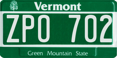 VT license plate ZPO702