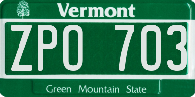 VT license plate ZPO703