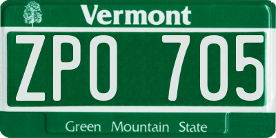 VT license plate ZPO705
