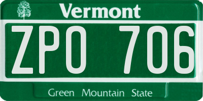 VT license plate ZPO706