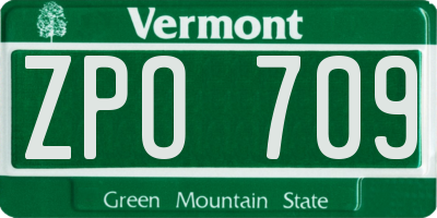 VT license plate ZPO709