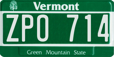 VT license plate ZPO714