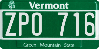 VT license plate ZPO716