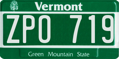 VT license plate ZPO719