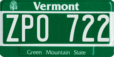 VT license plate ZPO722