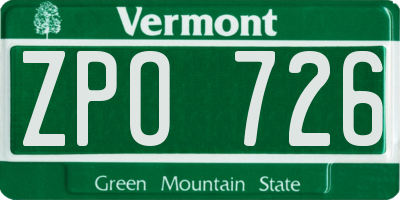 VT license plate ZPO726