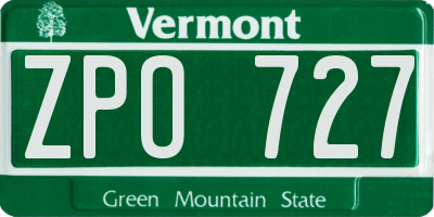 VT license plate ZPO727