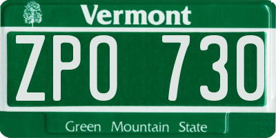 VT license plate ZPO730