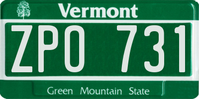 VT license plate ZPO731