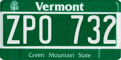 VT license plate ZPO732