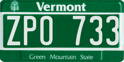 VT license plate ZPO733
