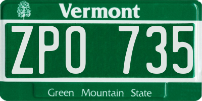 VT license plate ZPO735