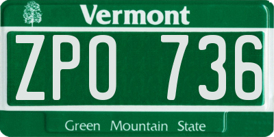 VT license plate ZPO736
