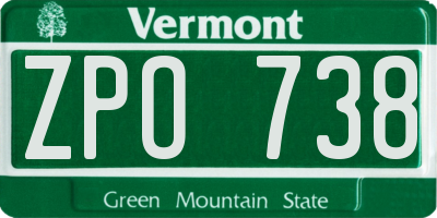 VT license plate ZPO738
