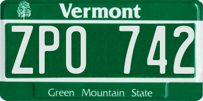 VT license plate ZPO742