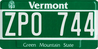 VT license plate ZPO744