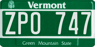 VT license plate ZPO747
