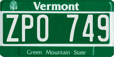 VT license plate ZPO749