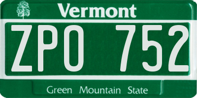 VT license plate ZPO752