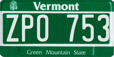 VT license plate ZPO753