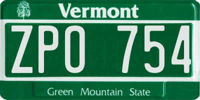 VT license plate ZPO754