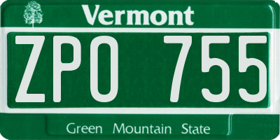 VT license plate ZPO755