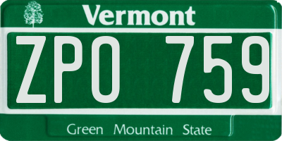 VT license plate ZPO759