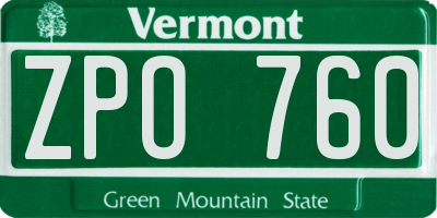 VT license plate ZPO760