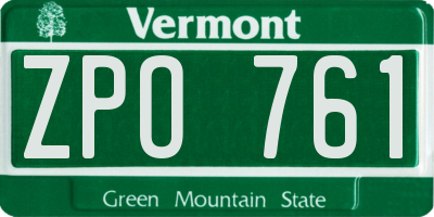 VT license plate ZPO761