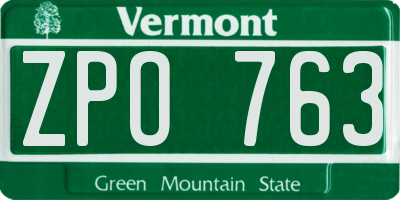 VT license plate ZPO763