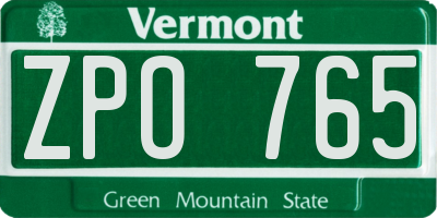 VT license plate ZPO765
