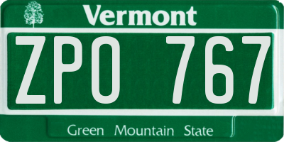 VT license plate ZPO767