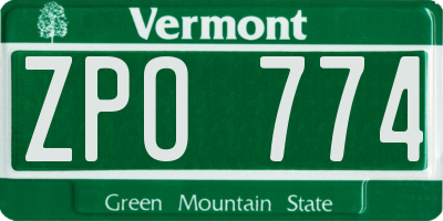 VT license plate ZPO774