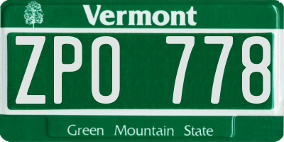 VT license plate ZPO778