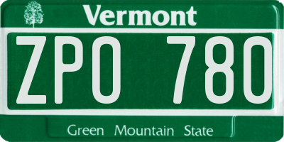 VT license plate ZPO780