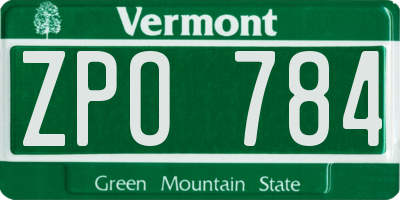VT license plate ZPO784